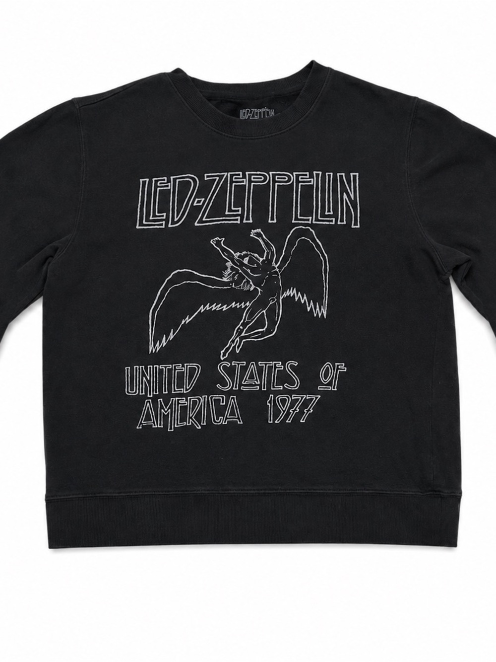 Led Zeppelin USA 1977 Icarus Graphic Crewneck Sweatshirt Black M